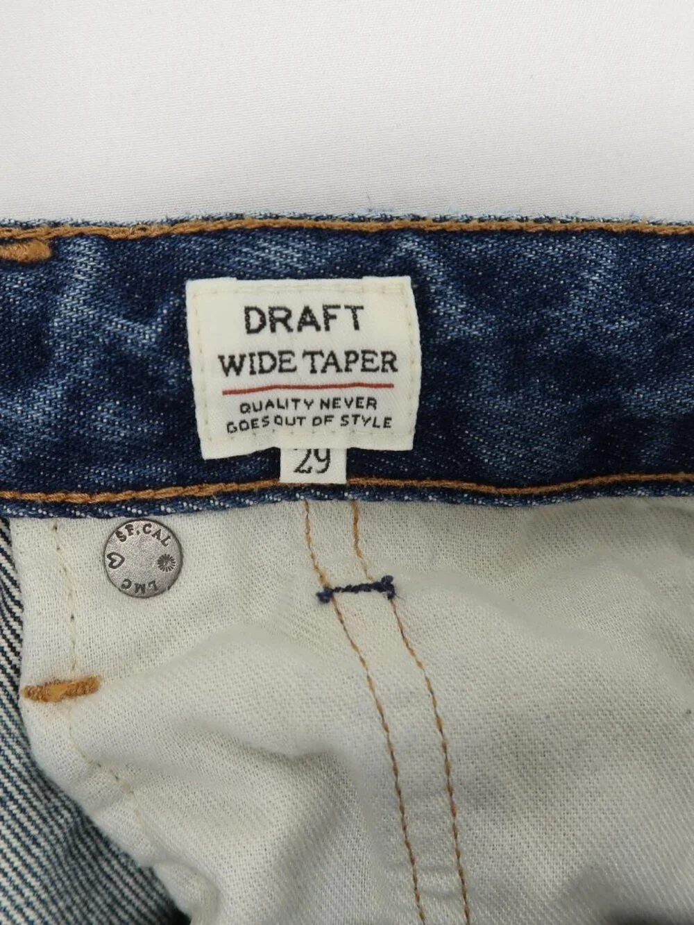 Levis Made & Crafted Jeans Mens 29 Blue Draft Wide Taper Crop‎ Distressed Cotton